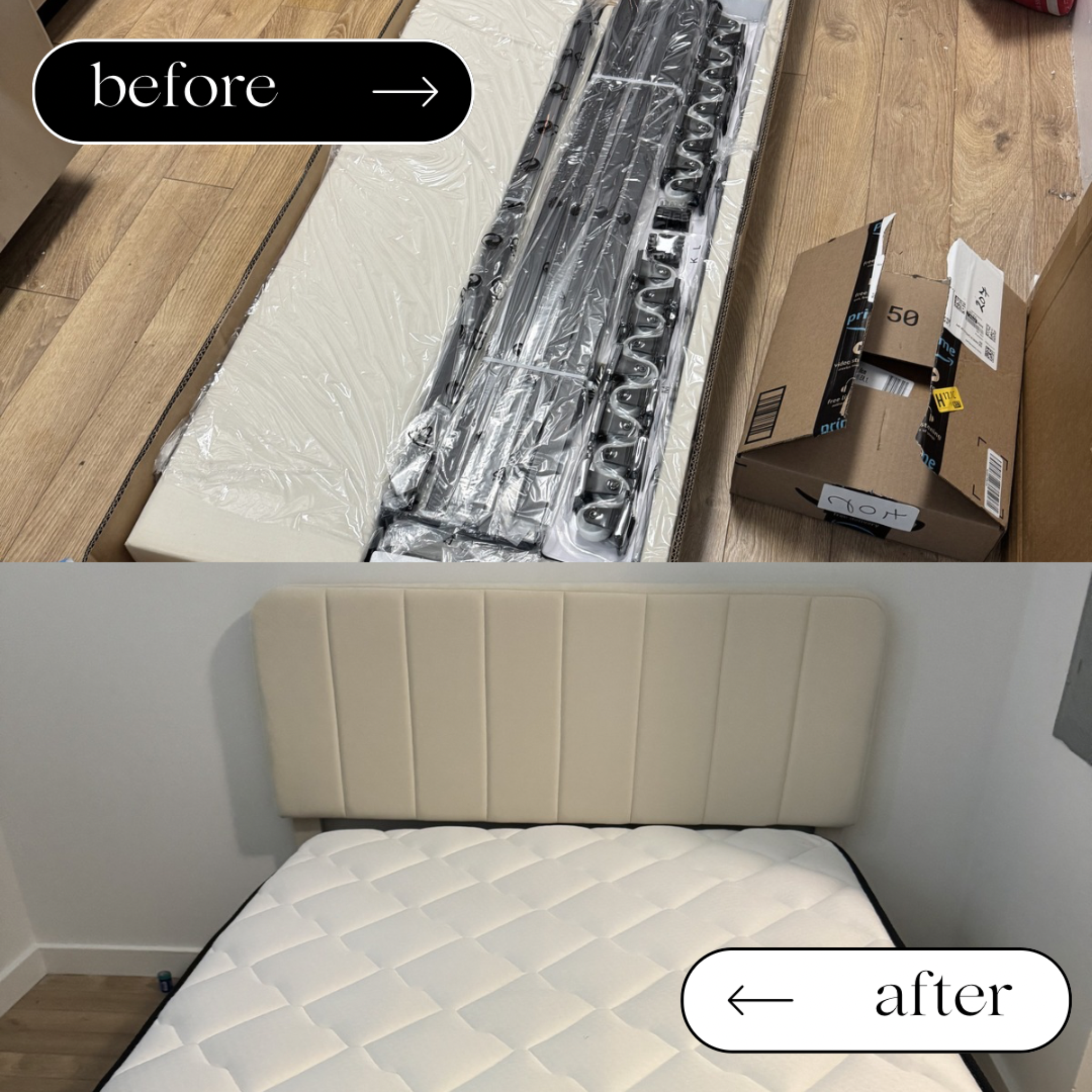 Before and after bed assembly by Assemble Pro NJ